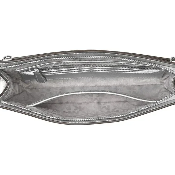 MICHAEL KORS Jet Set Large Crossbody Clutch - Pewter NWT - Picture 8 of 10